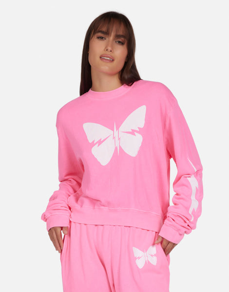 Pink butterfly sweatshirt hot sale